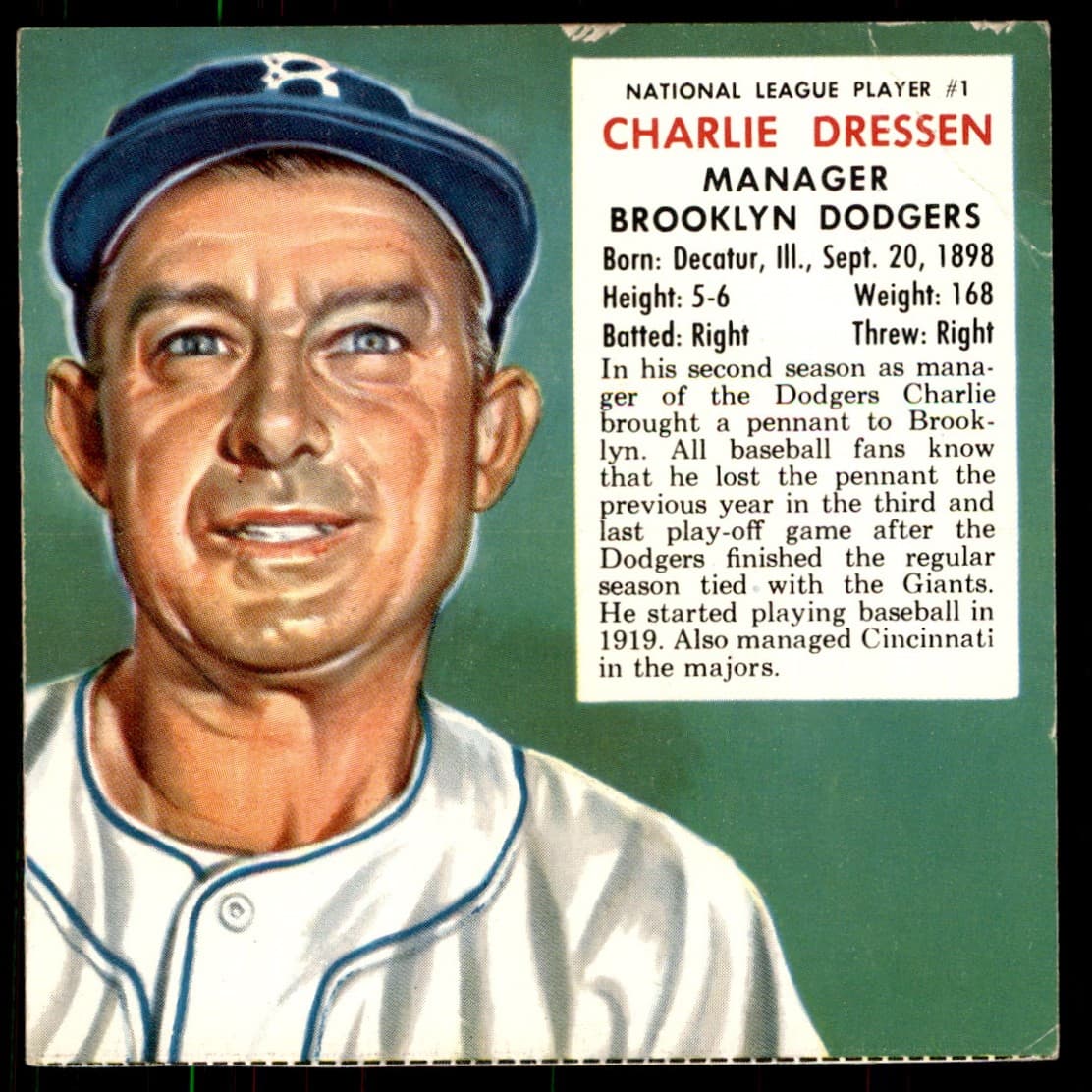 1953 Red Man Tobacco #1n Chuck Dressen