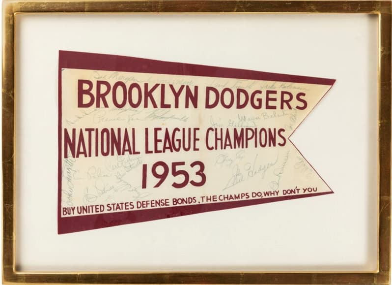 1953 Brooklyn Dodgers Team Signed US Defense Bonds Pennant Robinson, Snider, Campanella PSA/DNA
