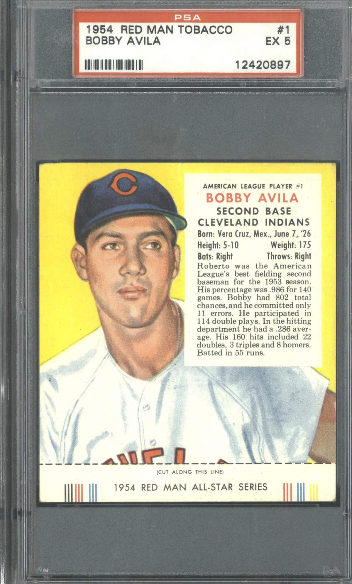 1954 Red Man Tobacco #1 Bobby Avila
