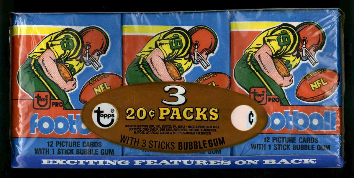 1979 Topps Football Grocery Tray with 3 Unopened Wax Packs Earl Campbell RC Year