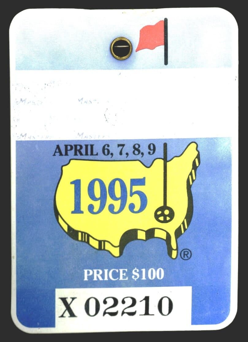 1995 The Masters Tiger Woods Debut Badge First Major Augusta Ticket