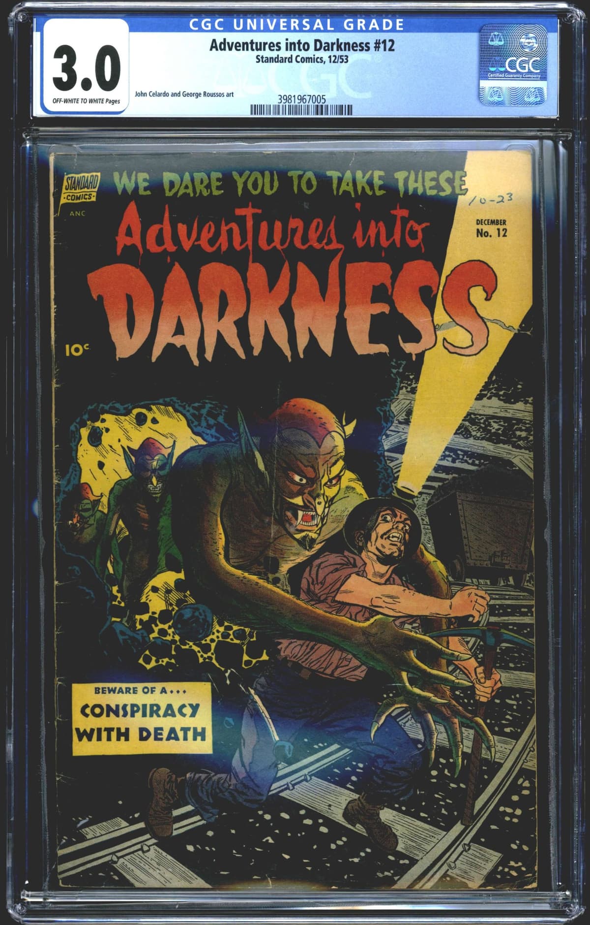 Adventures into Darkness #12 CGC 3.0 Standard Comics 1953 Demon Cover