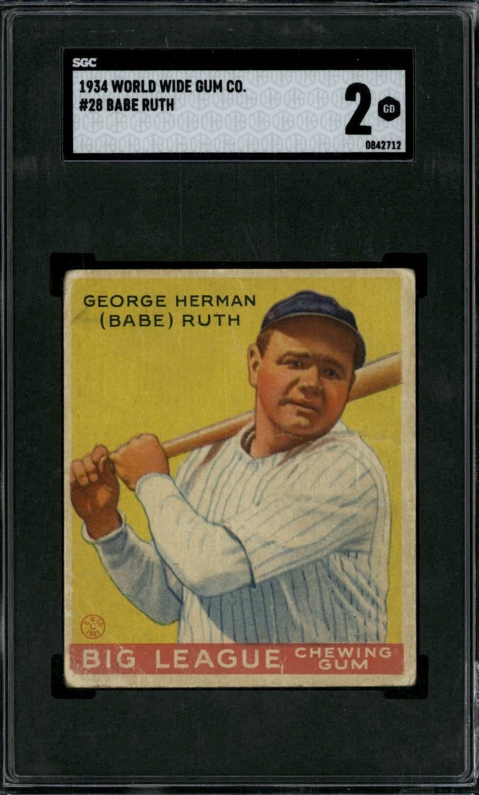 1934 World Wide Gum #28 Babe Ruth
