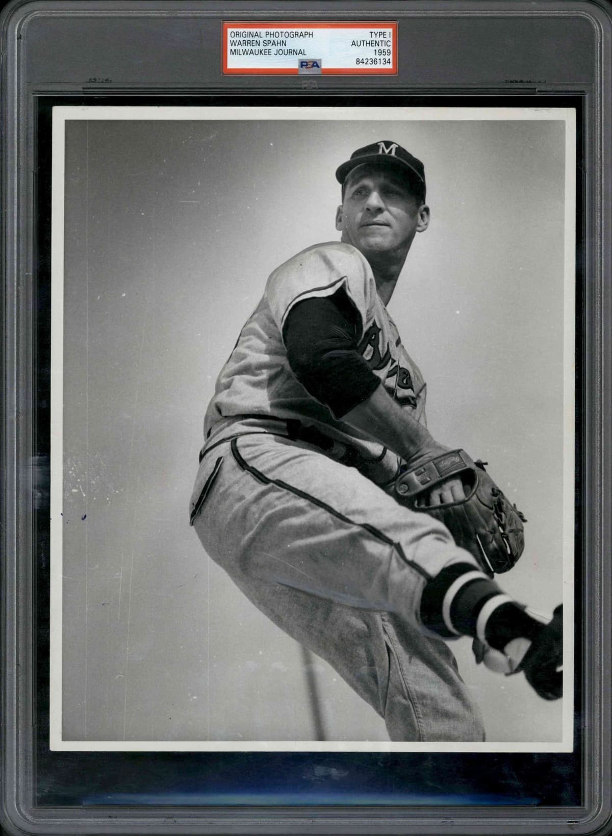 1959 Killer Photo 8"x10" Type 1 Authentic Warren Spahn Milwaukee Braves PSA/DNA