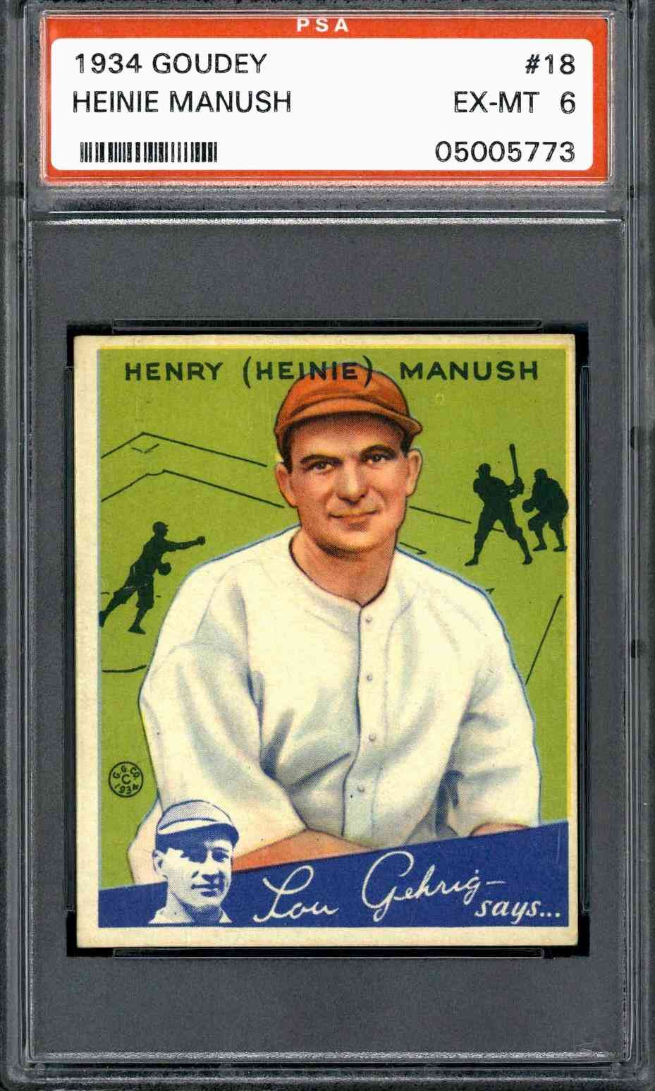 1934 Goudey #18 Heinie Manush