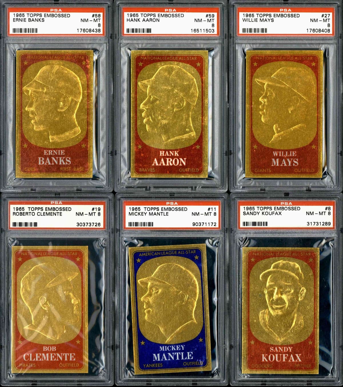 1965 Topps Embossed Complete Set (72) Rank 3 on Registry GPA 8.45 Mays Mantle