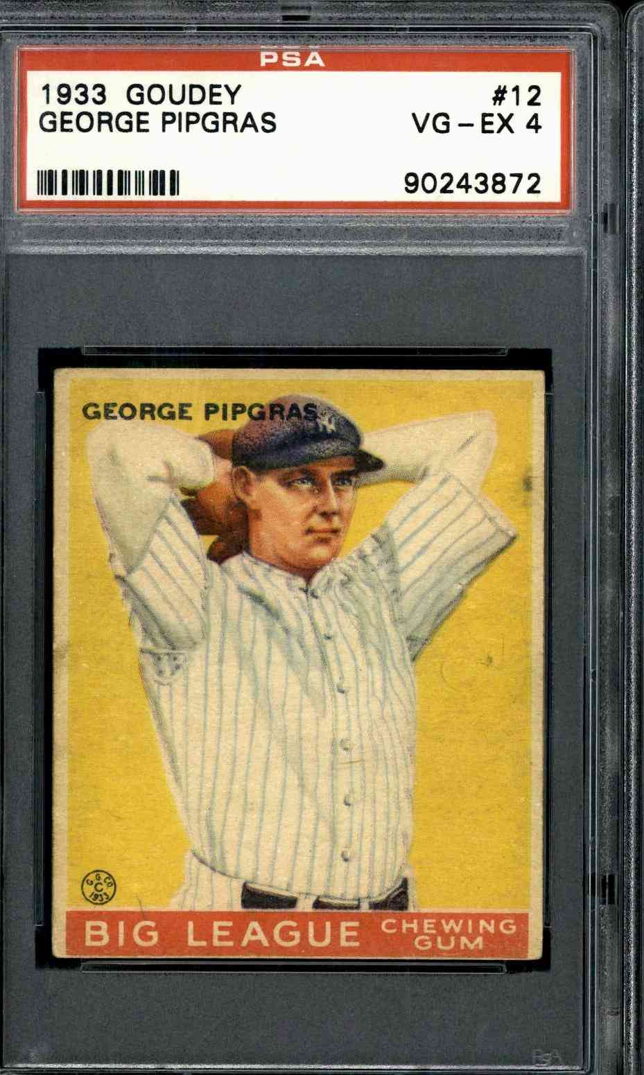 1933 Goudey #12 George Pipgras