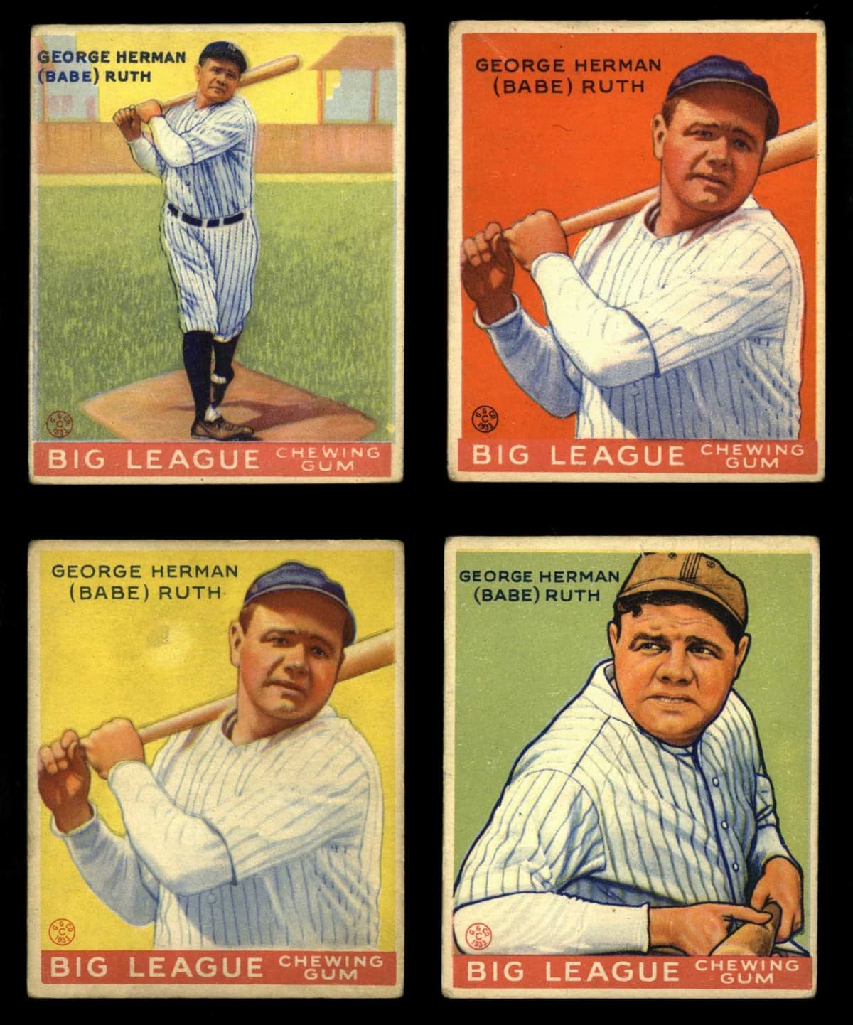 1933 Goudey Complete Set (239/239) All 4 Babe Ruth Cards Avg Card VG