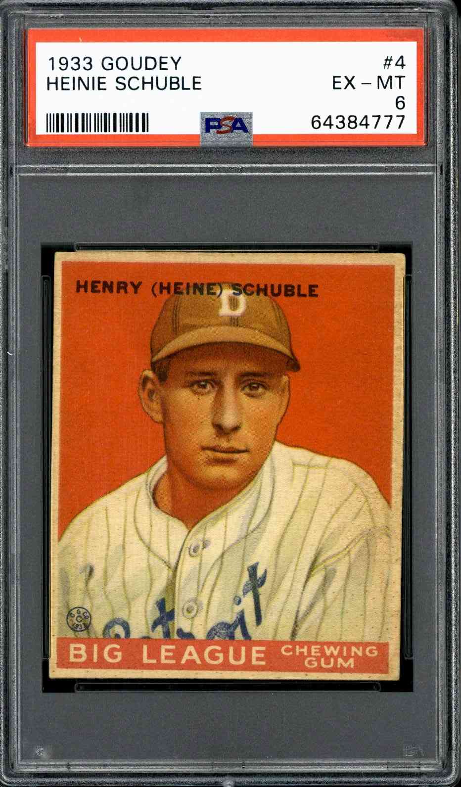1933 Goudey #4 Heinie Schuble