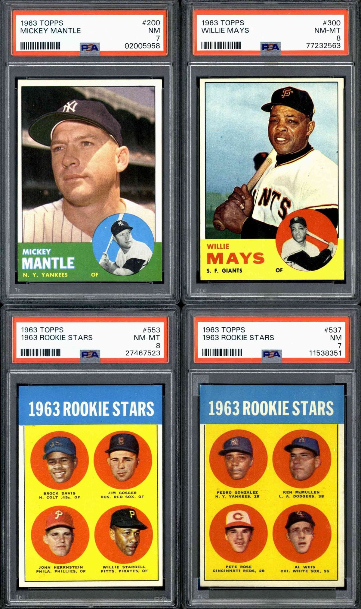1963 topps baseball psa graded cards 1963 Topps Baseball PSA Graded Complete Set (576) Avg Grade 7.6 Rose Mays  Mantle | Institutional Vault | TonyeTrade