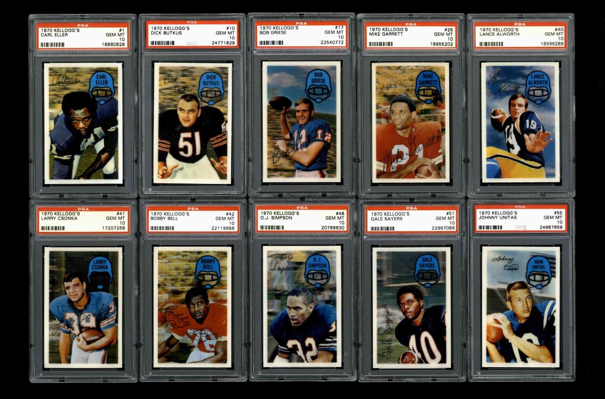 1970 Kellogg's Football Complete Set ALL PSA 10 (1-60) Unitas Simpson