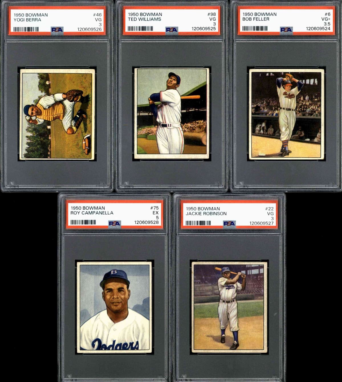 1950 Bowman Complete Set (252) Avg VG-EX Williams Berra Jackie Robinson