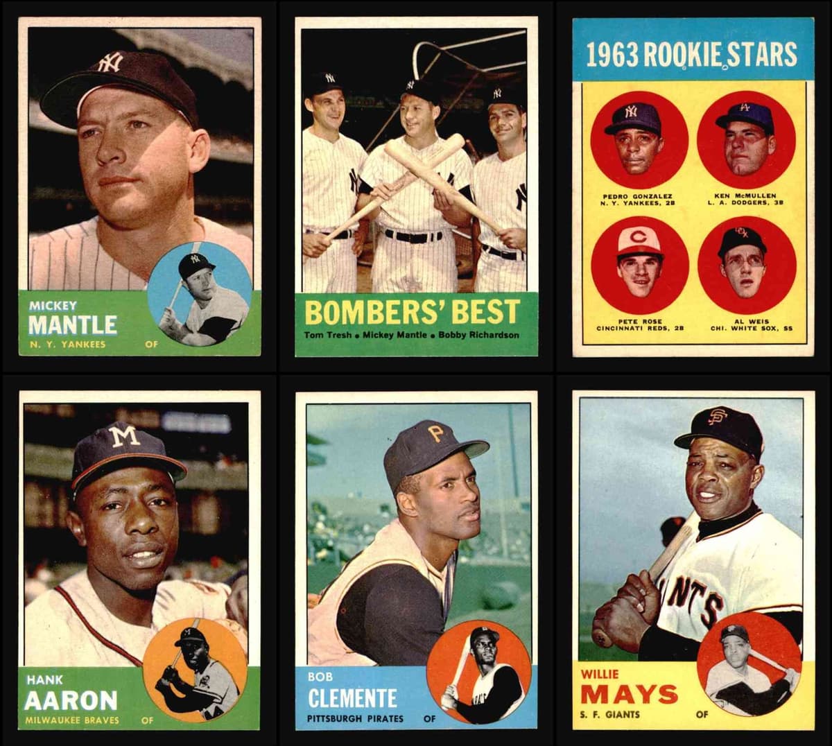 1963 Topps Baseball Complete Set (576/576) High Grade Mantle Mays Aaron Rose RC