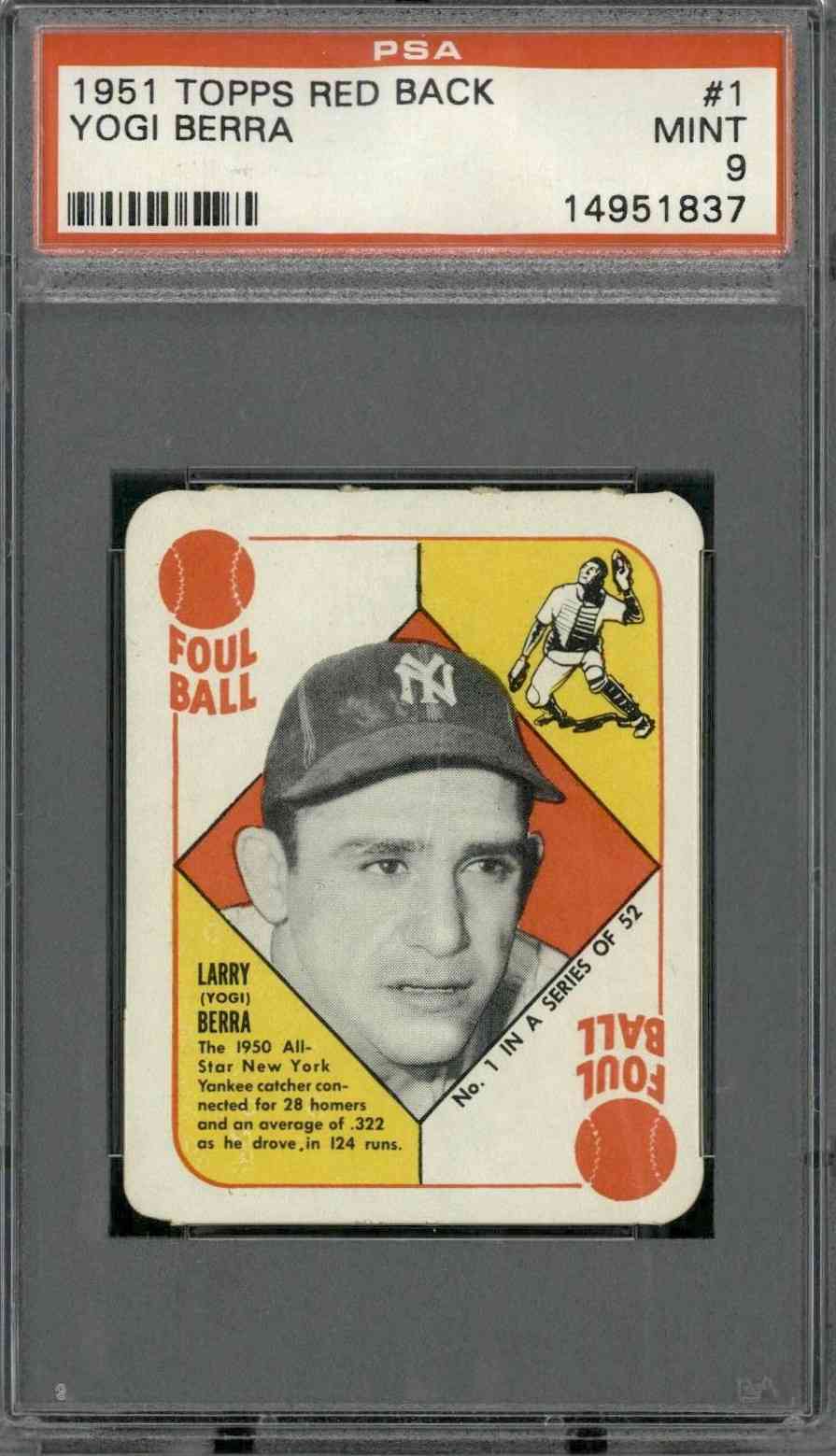 1951 Topps Red Back #1 Yogi Berra