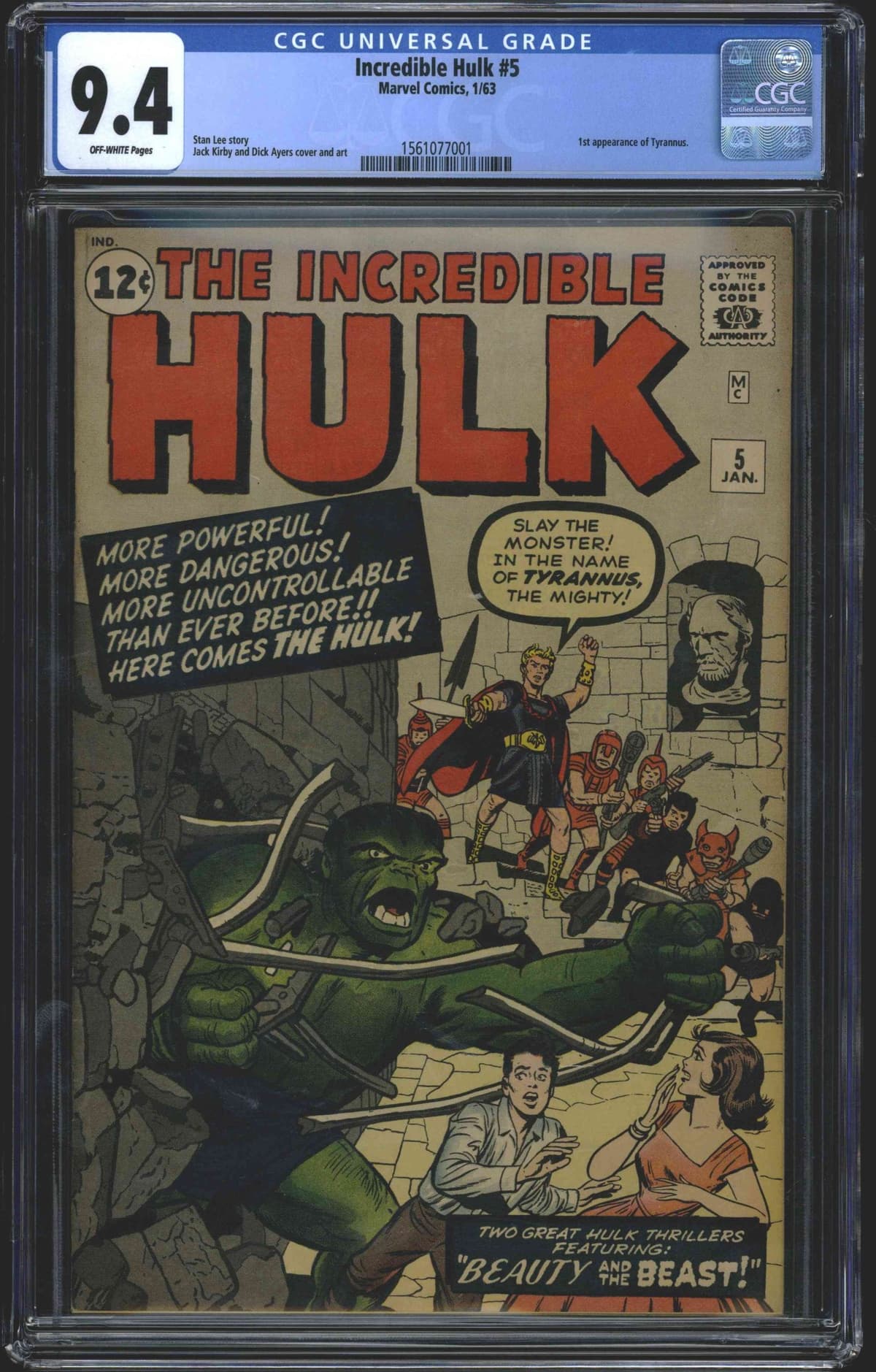 1963 The Incredible Hulk #5 CGC 9.4 1/63