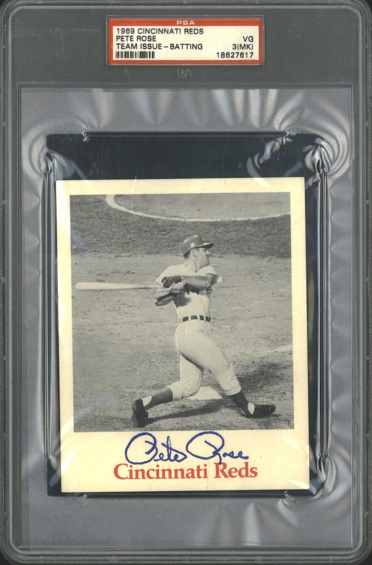 1969 Cincinnati Reds Photo Pete Rose Batting PSA 3 (1 of 3 known)
