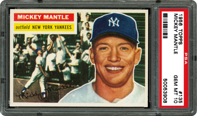 1956 topps 135 mickey mantle gray back 69204